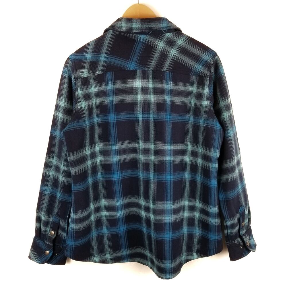 Orvis Blue Fleece Lined Plaid Shirt Jacket Shacket Size Large - Picture 3 of 8